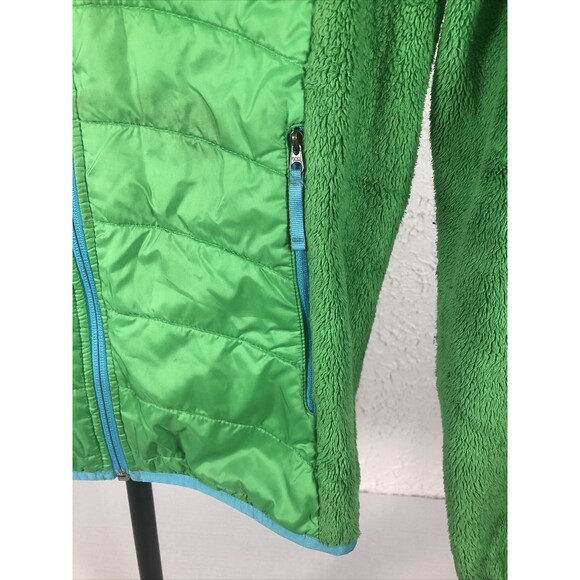 The North Face Girls Light Green Teal Fuzzy Fleece Pockets Zip Jacket Large - Picture 6 of 8